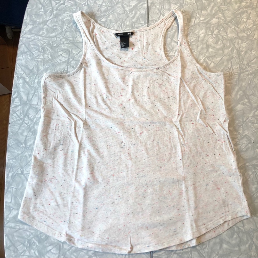 Oatmeal Heather Racerback Tank w/ Rainbow Neps